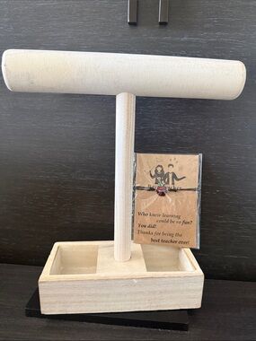 Wooden Jewelry T-Bar Display in Natural Wood